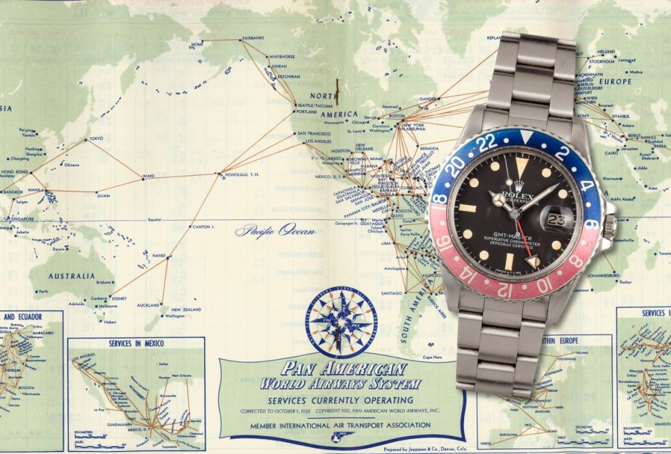 The Rolex GMT Master on Pan American Airlines Flight Map