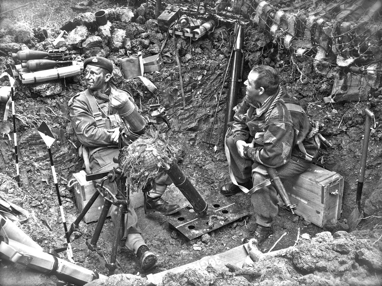 British Troops with 3 inch Mortar